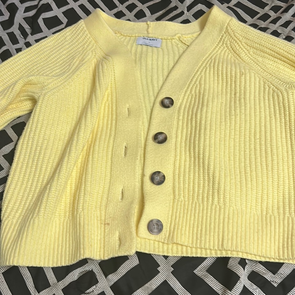 Yellow button up sweater!